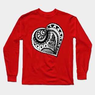 Valentine Heart Aussie Tangle Black & White Long Sleeve T-Shirt